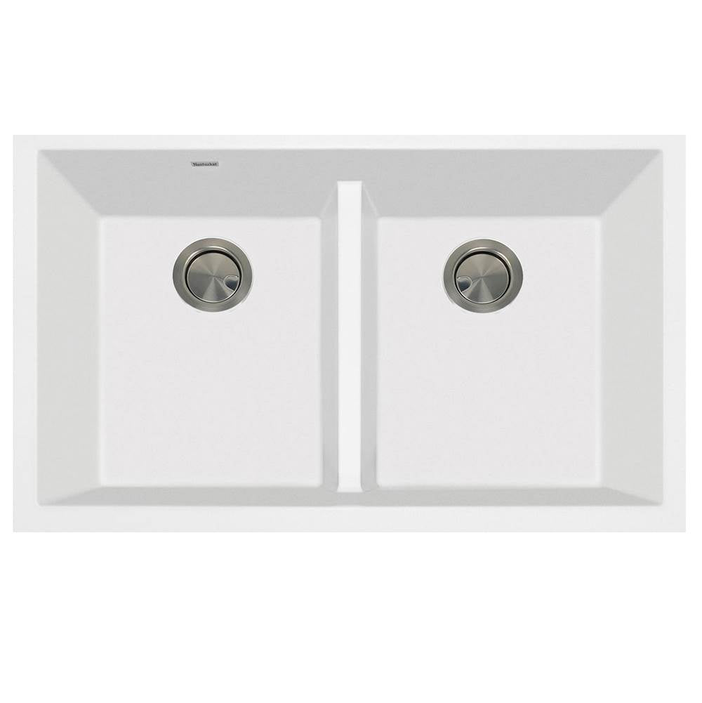 Nantucket Sinks - Undermount Double Equal Bowls With Low Divide - Granite Composite White - Matte White
