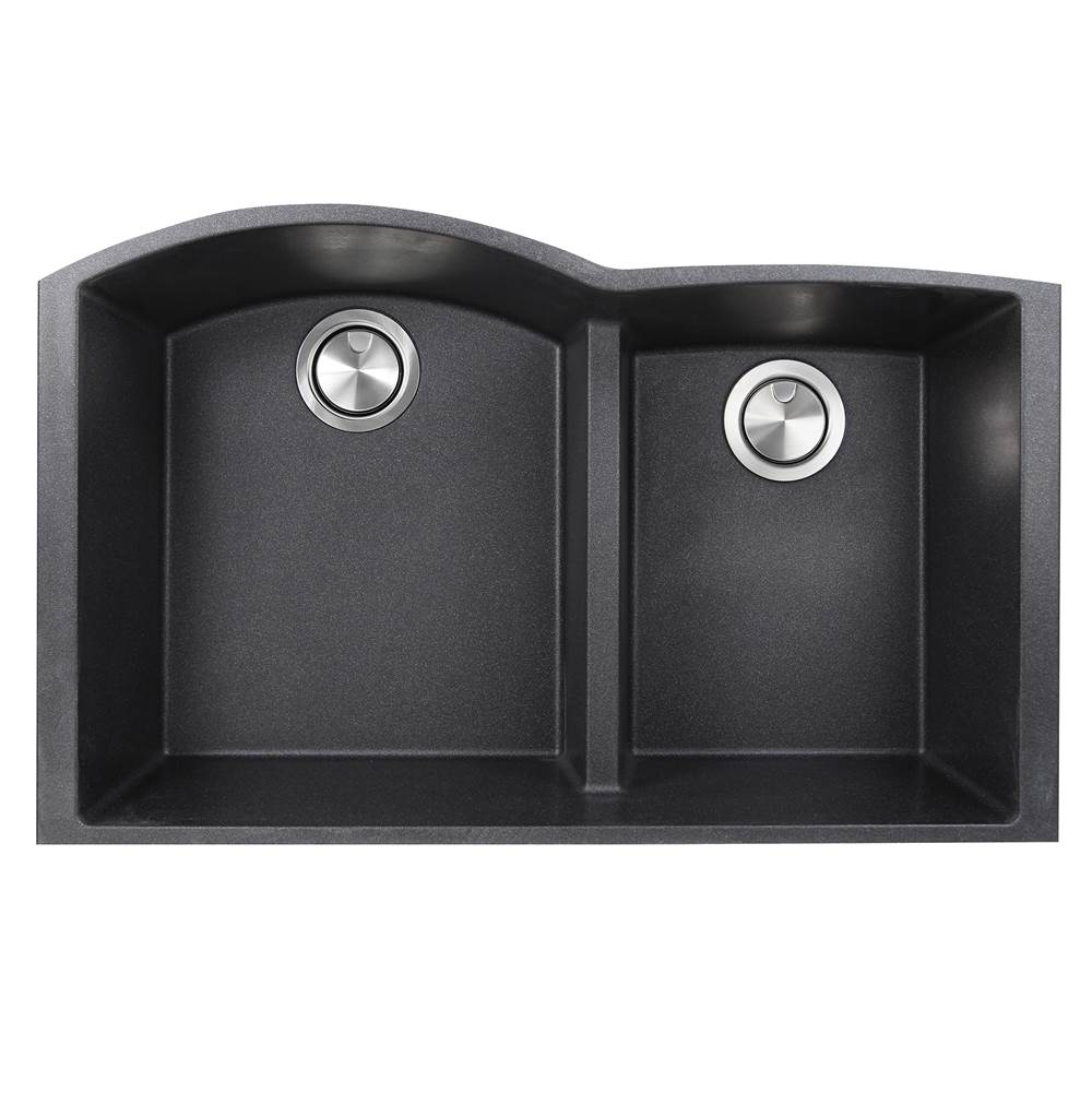 Nantucket Sinks - 60/40 Double Bowl Undermount Granite Composite Black - Matte Black
