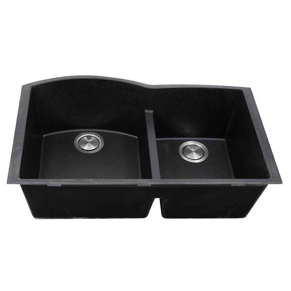 60/40 Double Bowl Undermount Granite Composite Black