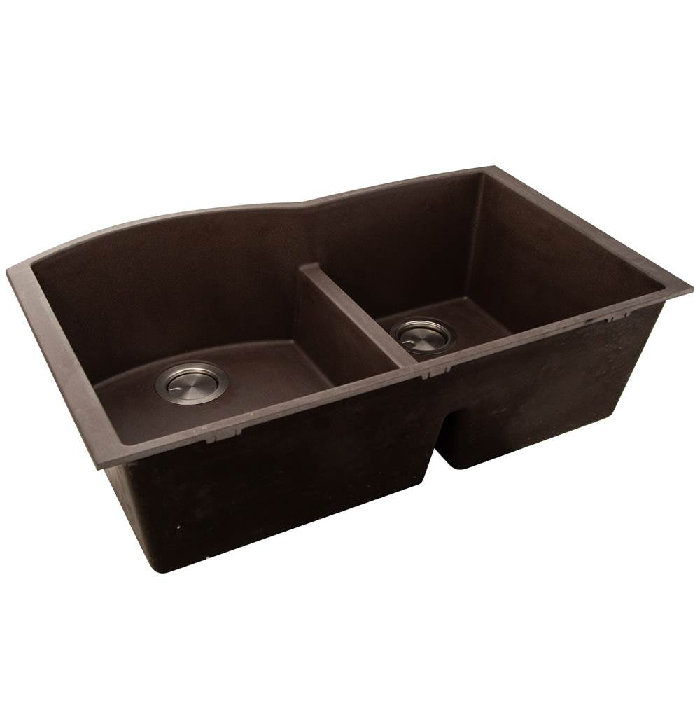 60/40 Double Bowl Undermount Granite Composite Black