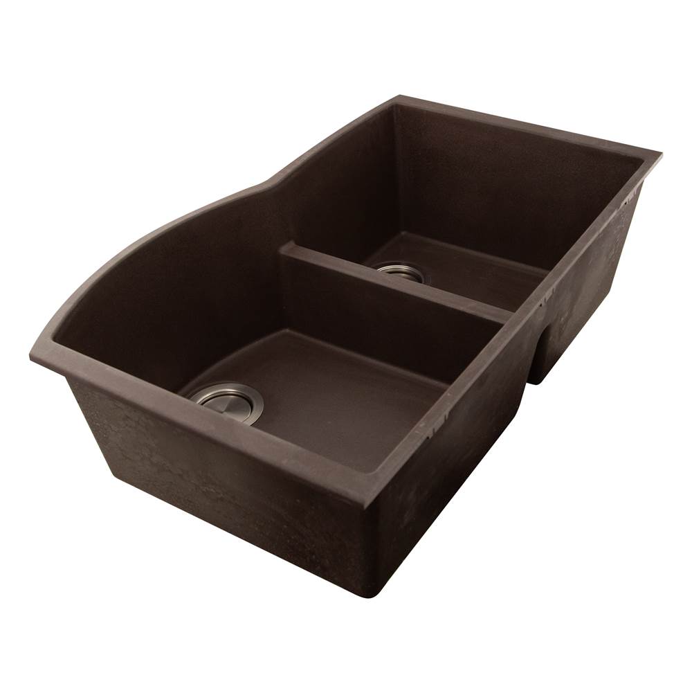 60/40 Double Bowl Undermount Granite Composite Black