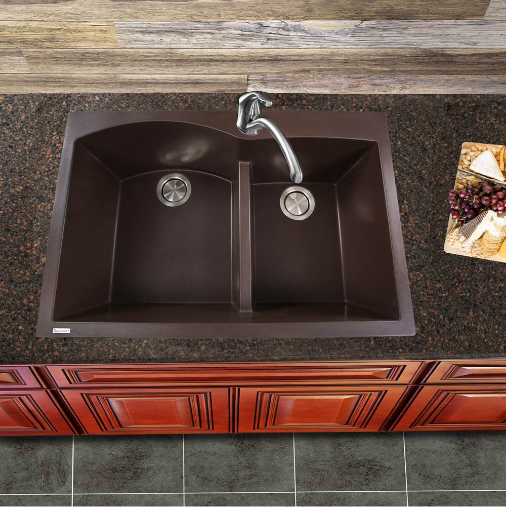 60/40 Double Bowl Dual-mount Granite Composite Black