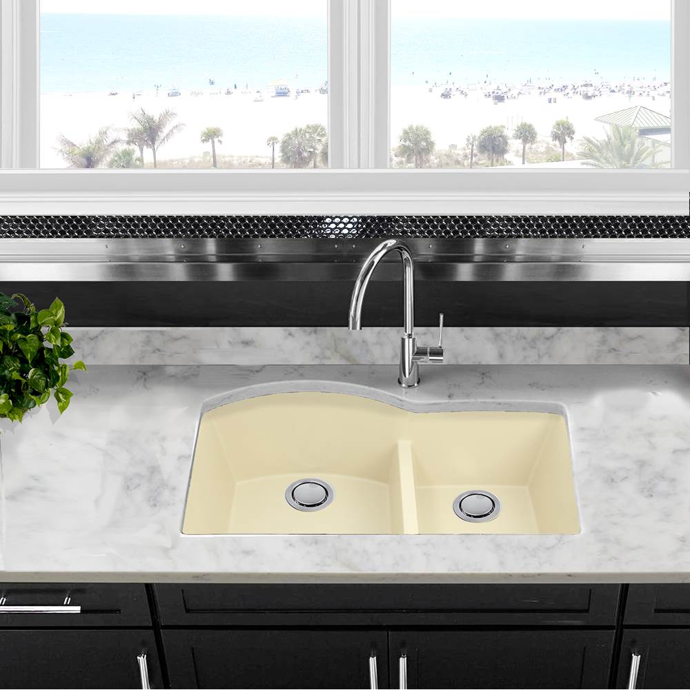 60/40 Double Bowl Undermount Granite Composite Black