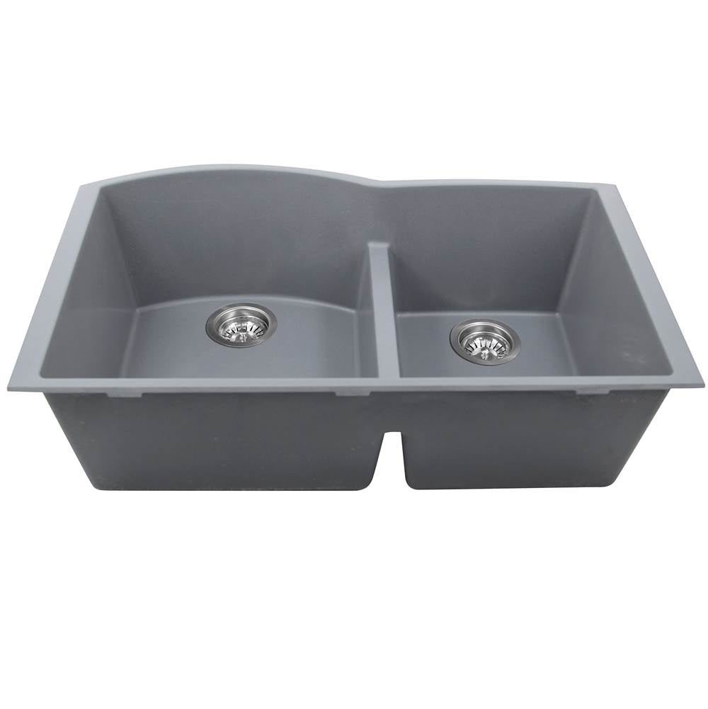 60/40 Double Bowl Undermount Granite Composite Black