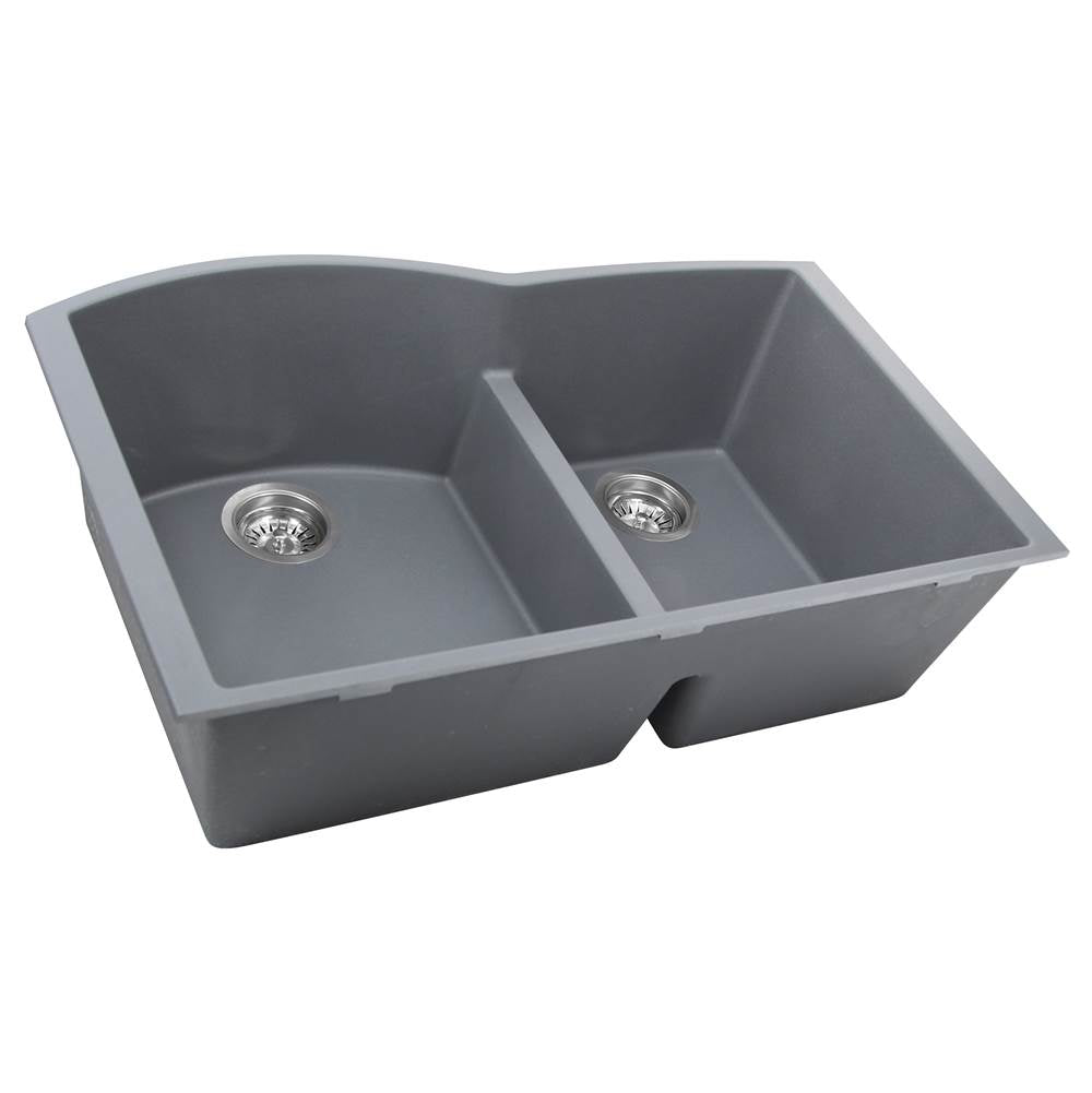 60/40 Double Bowl Undermount Granite Composite Black