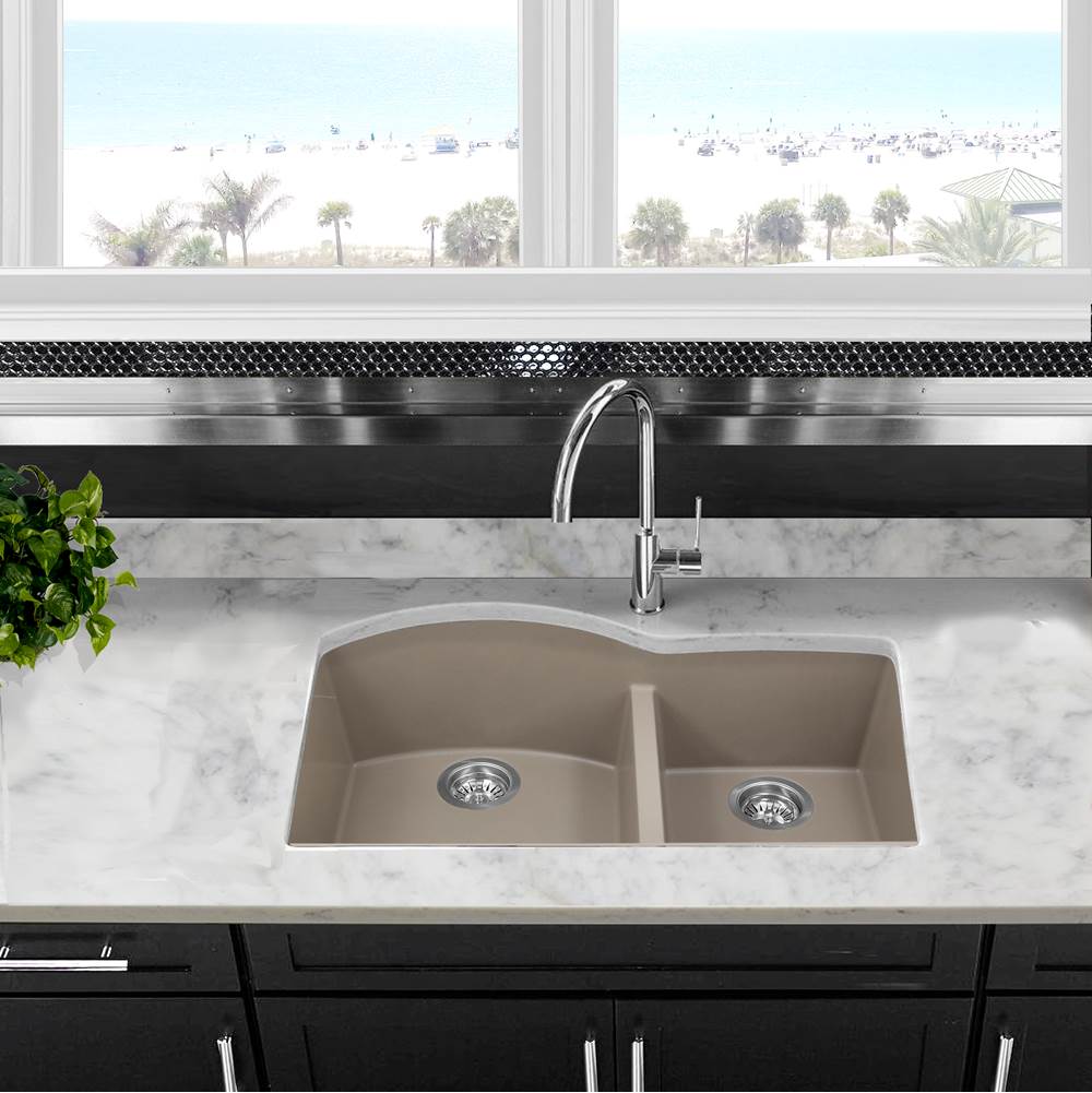 60/40 Double Bowl Undermount Granite Composite Black