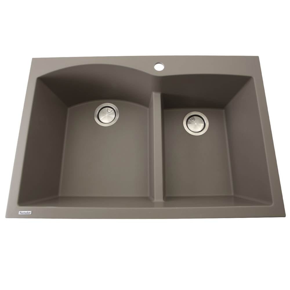 Nantucket Sinks - 60/40 Double Bowl Dual-mount Granite Composite Truffle - Matte Truffle