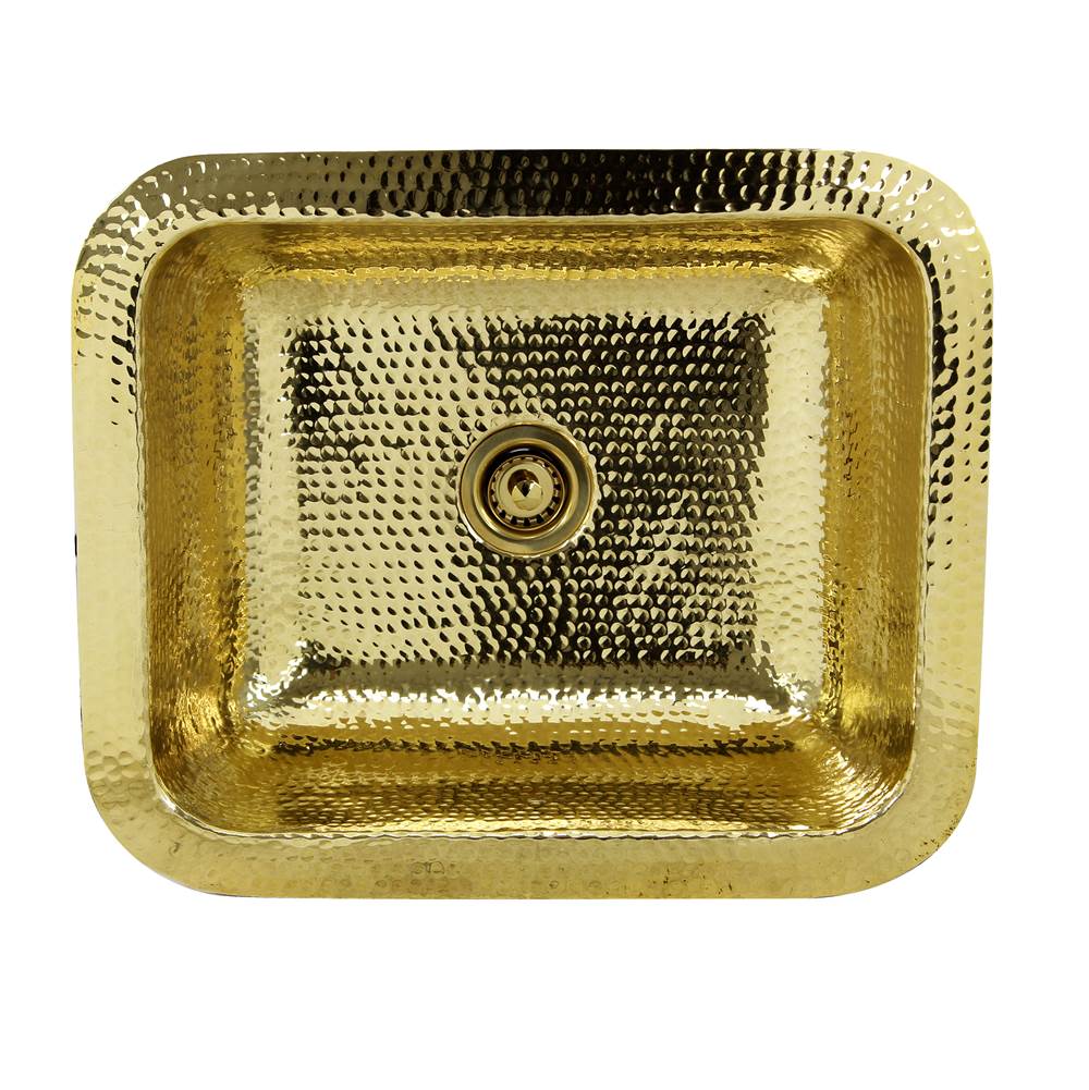 17.5 Inch X 14.5 Inch Hammered Brass Rectangle Undermount Bar Sink