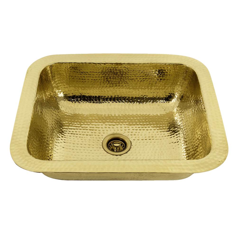 17.5 Inch X 14.5 Inch Hammered Brass Rectangle Undermount Bar Sink