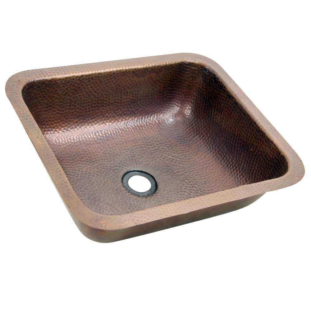 17 Inch X 14 Inch Hammered Copper Rectangle Undermount Bathroom Sink, 1.5 Inch Drain
