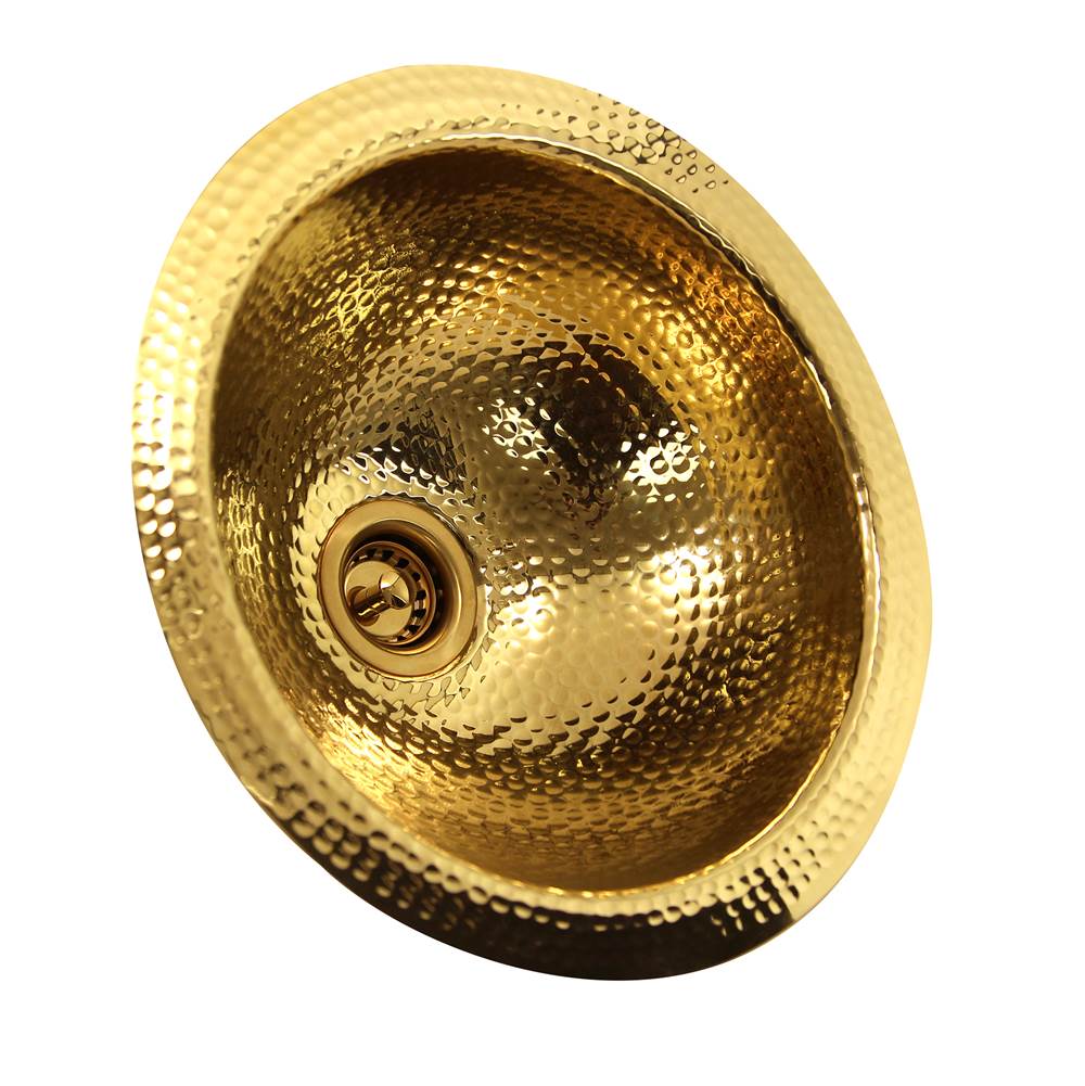 13 Inch Hand Hammered Brass Round Undermount Bar Room Sink