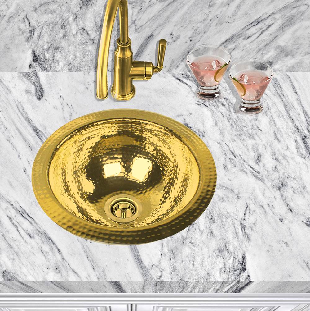 13 Inch Hand Hammered Brass Round Undermount Bar Room Sink