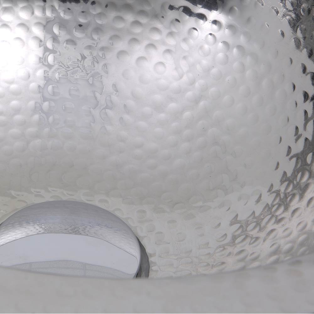 13 Inch Hand Hammered Stainless Steel Round Undermount Bathroom Sink With Overflow