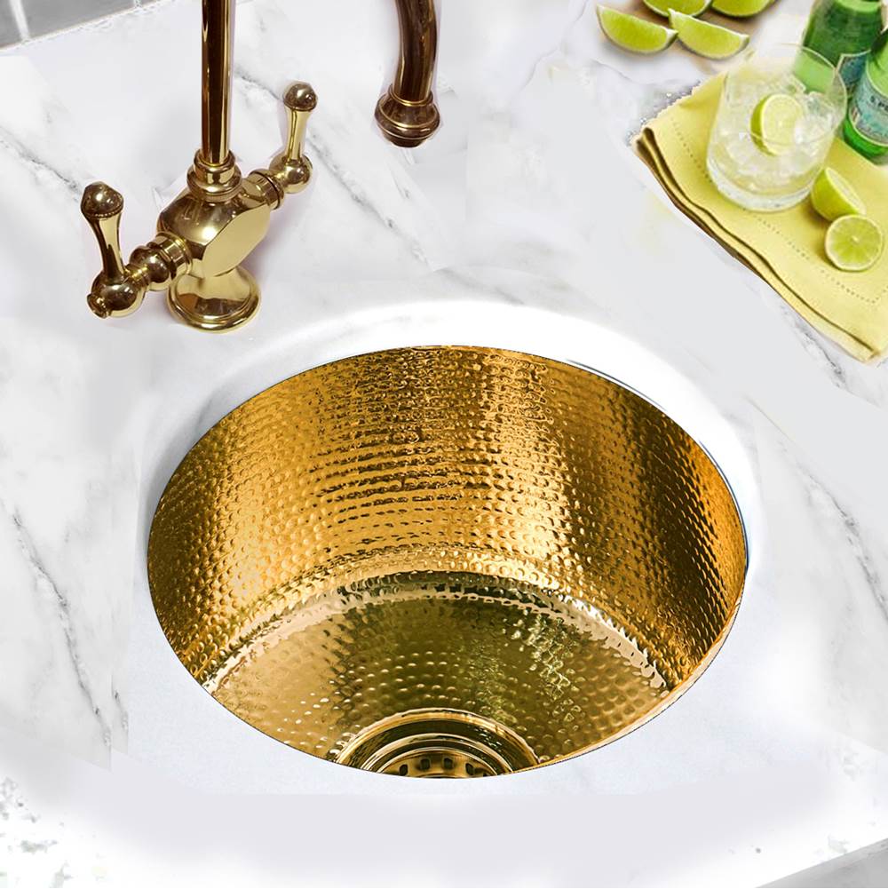 15-Inch Hand Hammered Round Brass Bar Sink
