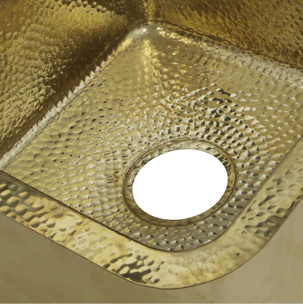 16.625 Inch Hammered Brass Square Undermount Bar Sink