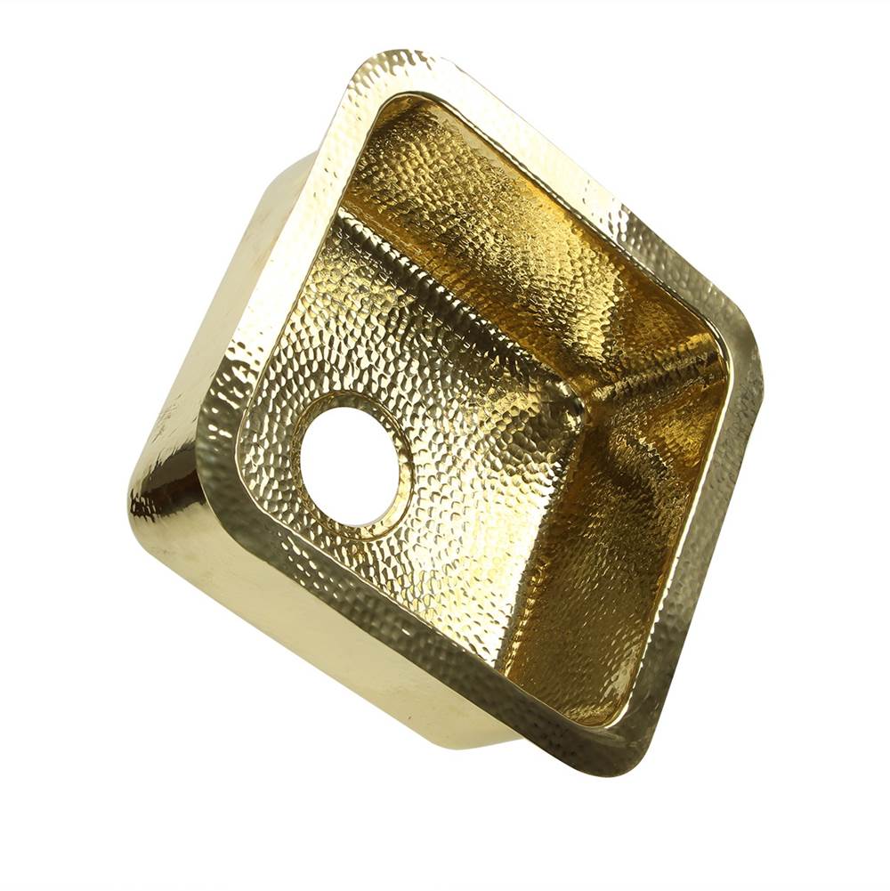 16.625 Inch Hammered Brass Square Undermount Bar Sink