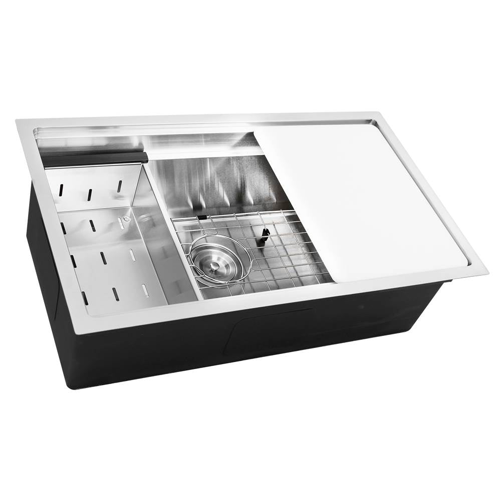 30 Inch Pro Series Prep-Station Single Bowl Undermount Stainless Steel Kitchen Sink with Included Accessories