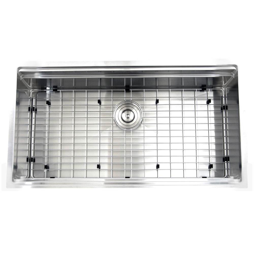 16 Gauge 304 Stainless Small Radius Rectangle Undermount Sink With Specially Designed Ledges. Includes Bottom Grid, Colander and RUM center drain