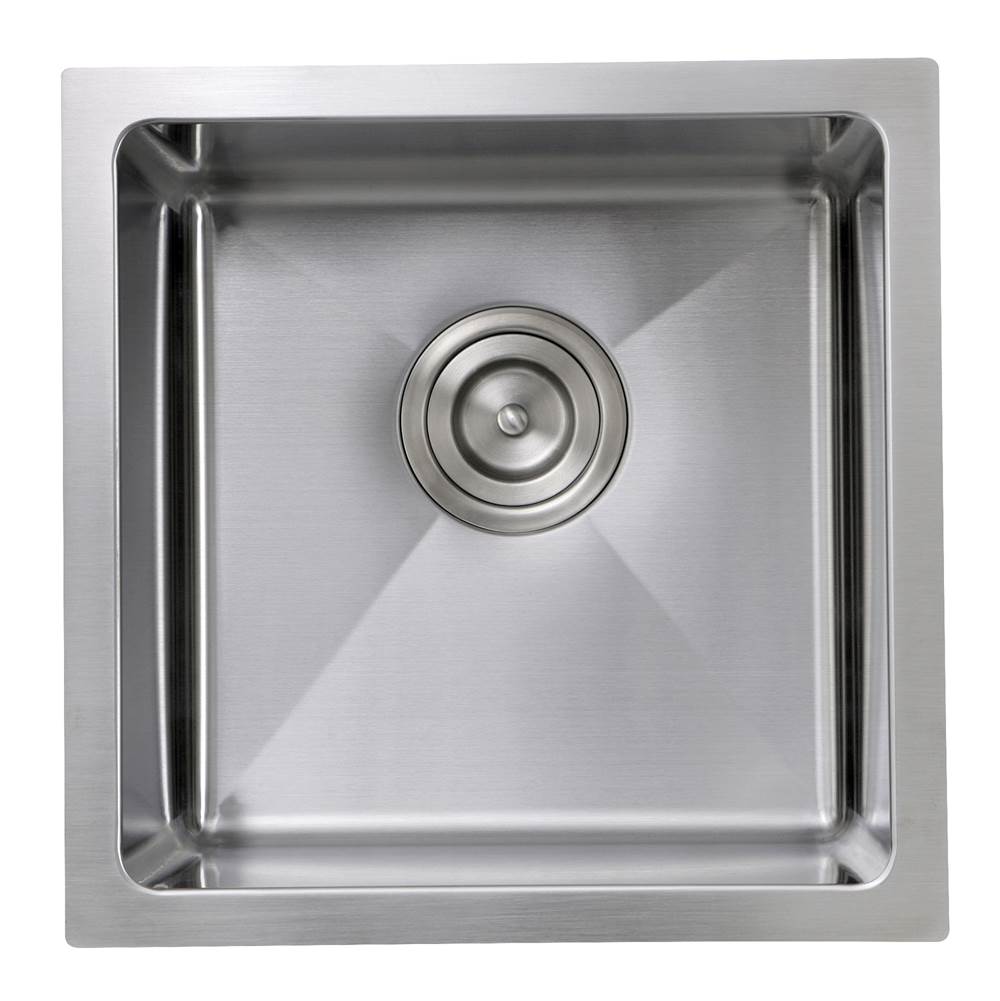 Nantucket Sinks - 15 Inch Pro Series Square Undermount Small Radius Stainless Steel Bar/Prep Sink - satin