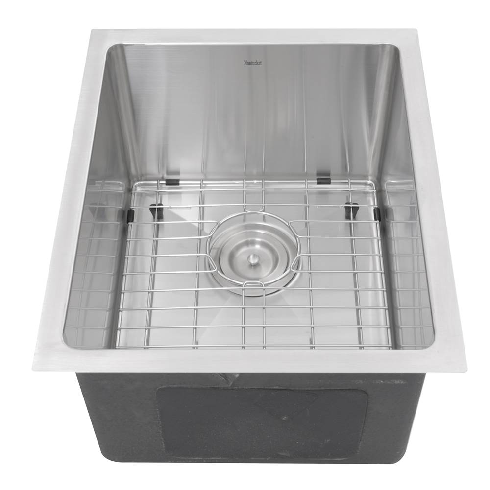 Nantucket Sinks - 15 Inch Pro Series Rectangle Undermount Small Radius Stainless Steel Bar/Prep Sink - satin