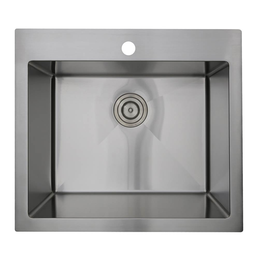 Nantucket Sinks - 25'' Pro Series Rectangle Single Bowl Dualmount Small Radius Corners Stainless Steel Kitchen Sink - satin