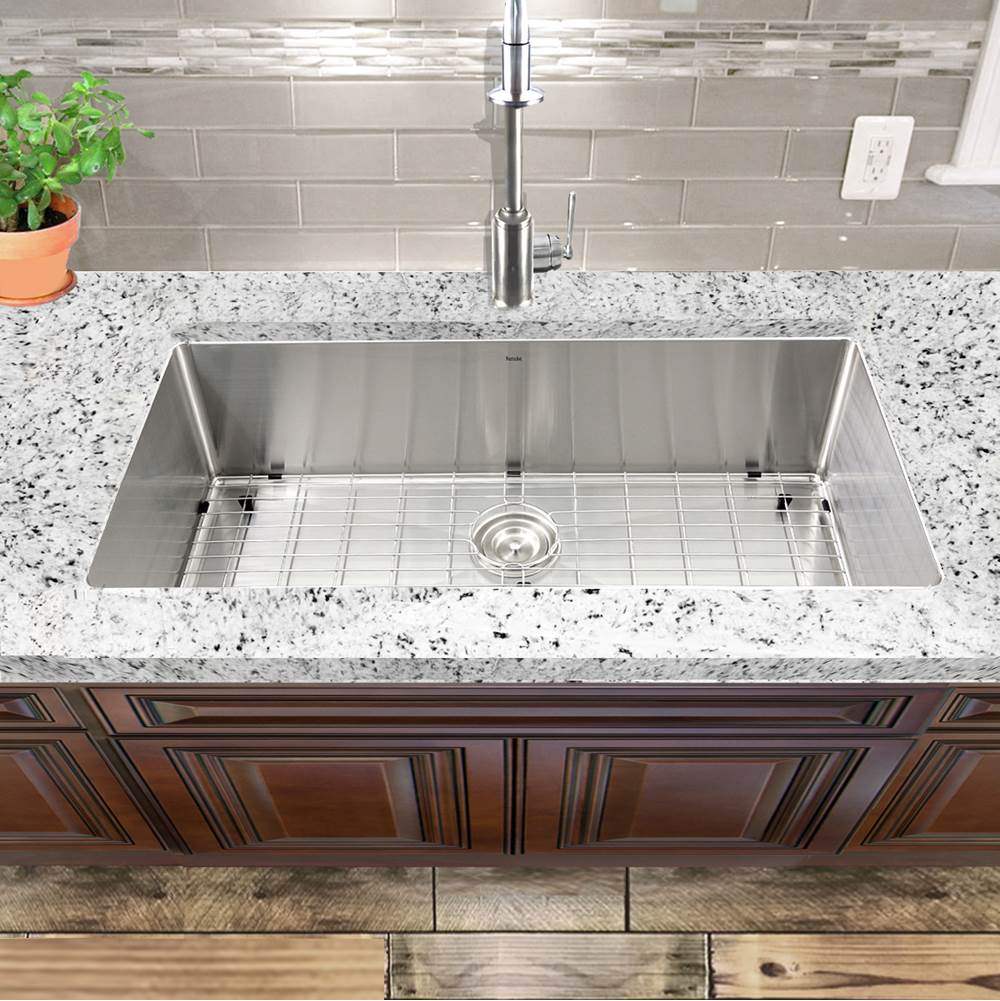 36 Inch Pro Series Oversized Large Rectangle Single Bowl Undermount Small Radius Corners Stainless Steel Kitchen Sink.