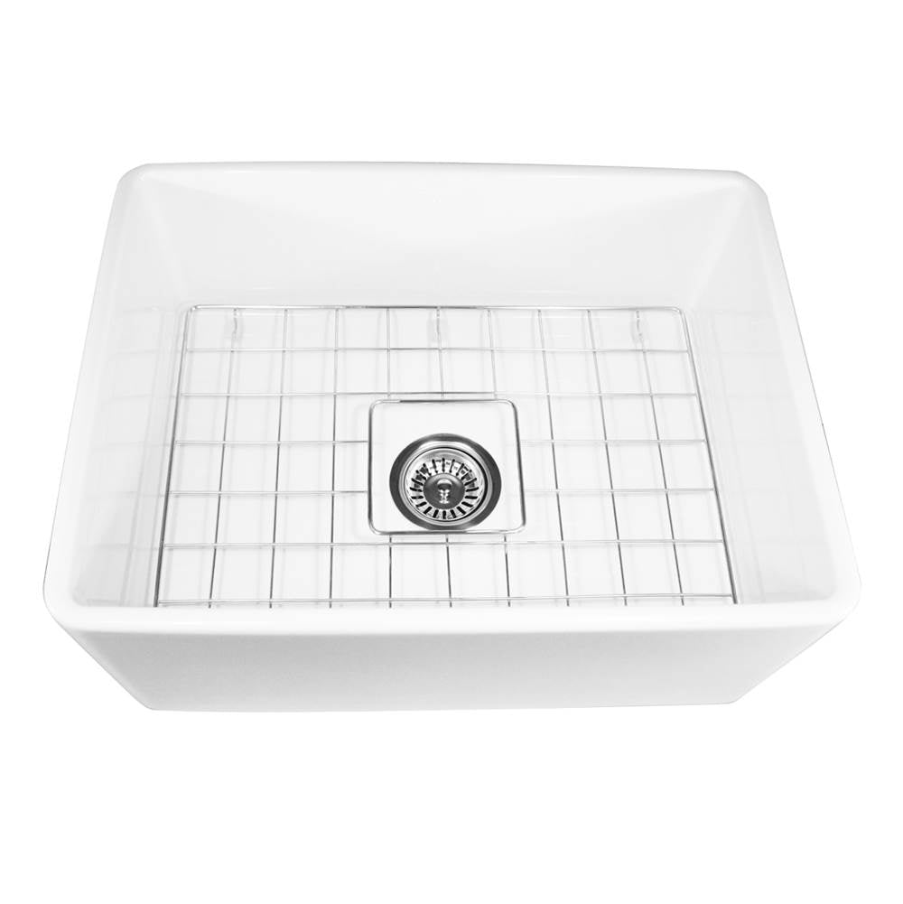 Nantucket Sinks - 24 Inch Fireclay Farmhouse Kitchen Sink - Glazed White