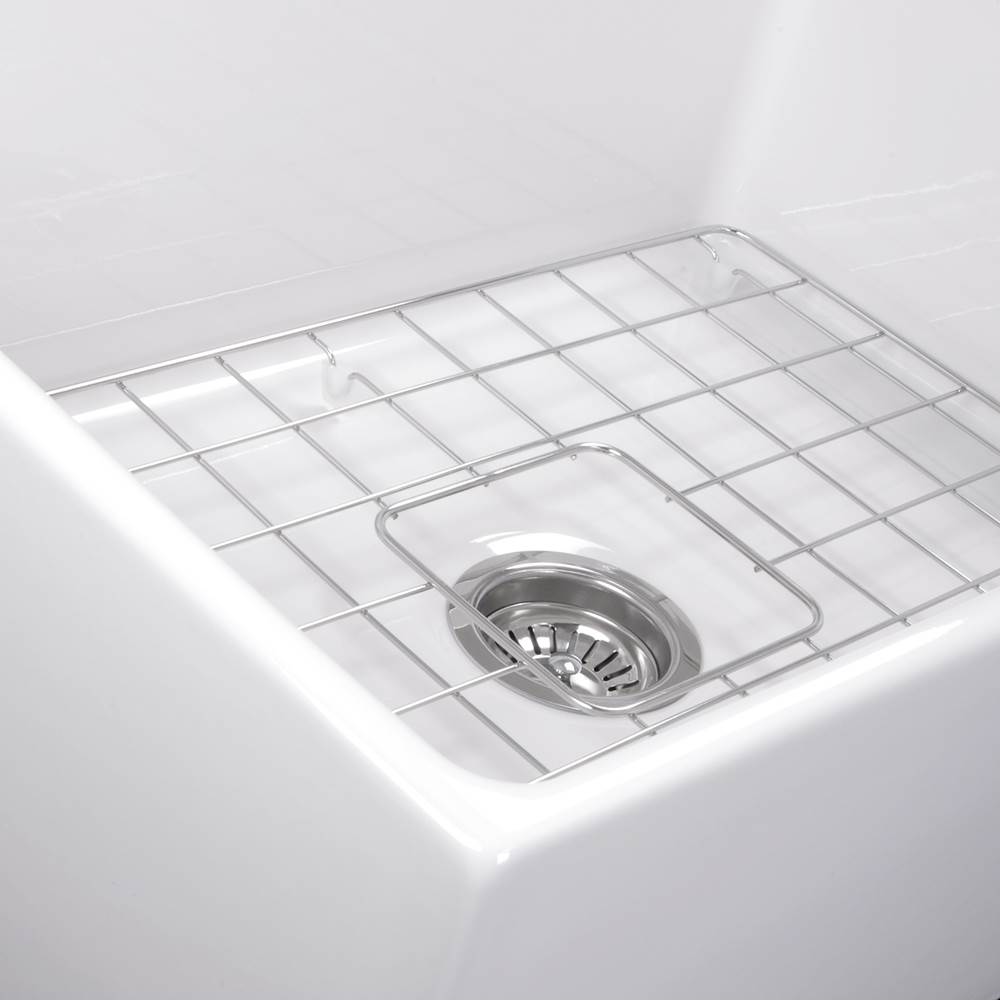 27 Inch Farmhouse Fireclay Sink with Drain and Grid