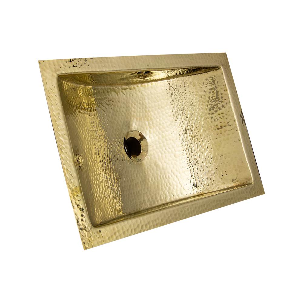 19.8 Inch 12.8 Inch Hand Hammered Brass Rectangle Undermount Bathroom Sink with Overflow