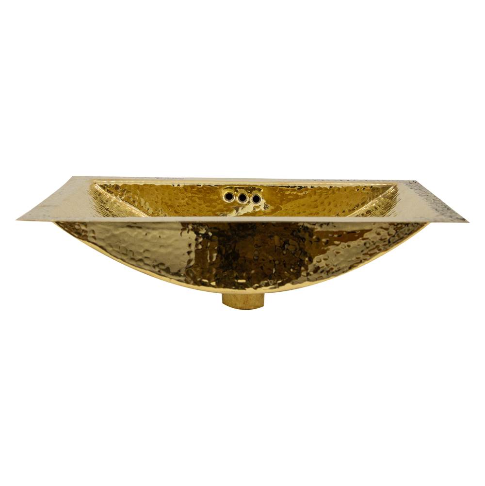 19.8 Inch 12.8 Inch Hand Hammered Brass Rectangle Undermount Bathroom Sink with Overflow