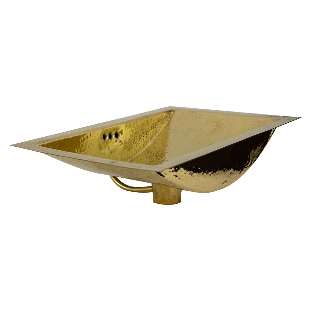 19.8 Inch 12.8 Inch Hand Hammered Brass Rectangle Undermount Bathroom Sink with Overflow