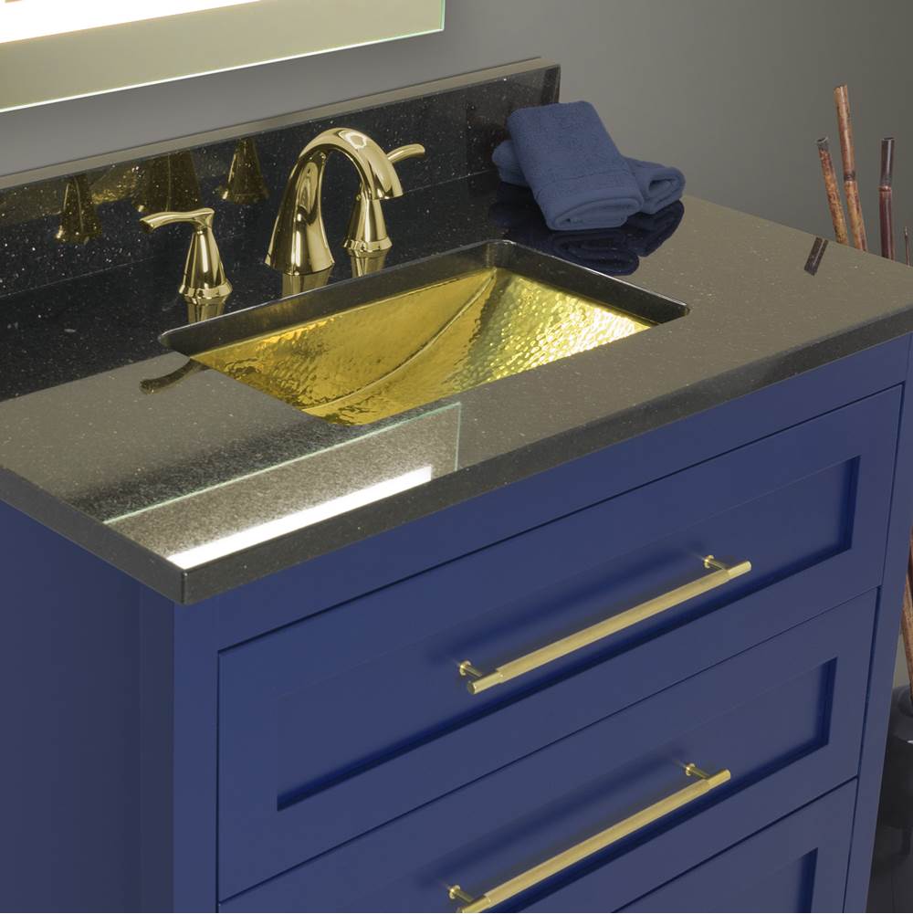 19.8 Inch 12.8 Inch Hand Hammered Brass Rectangle Undermount Bathroom Sink with Overflow