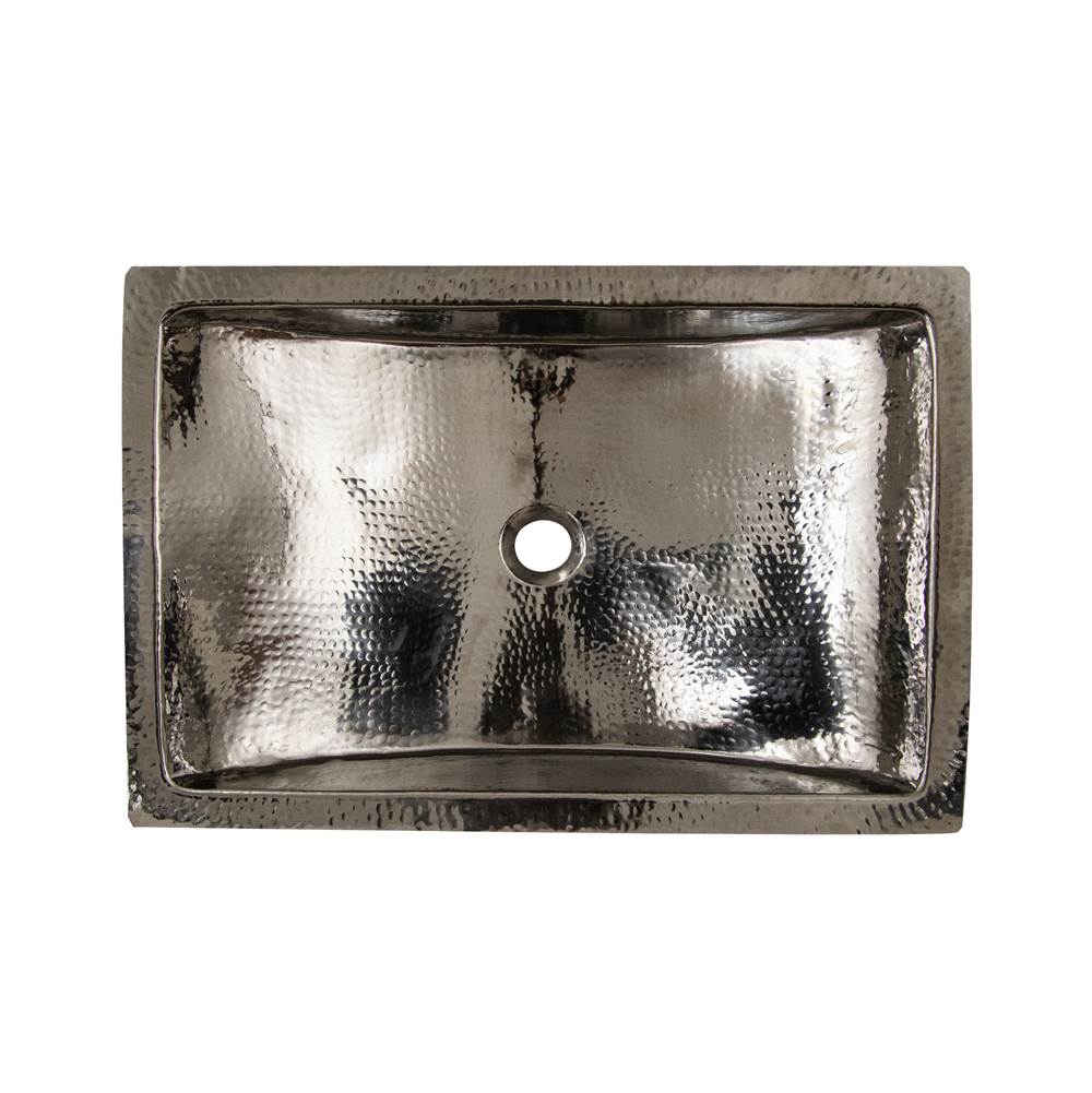 23.75 Inch Hand Hammered Stainless Steel Bathroom Sink