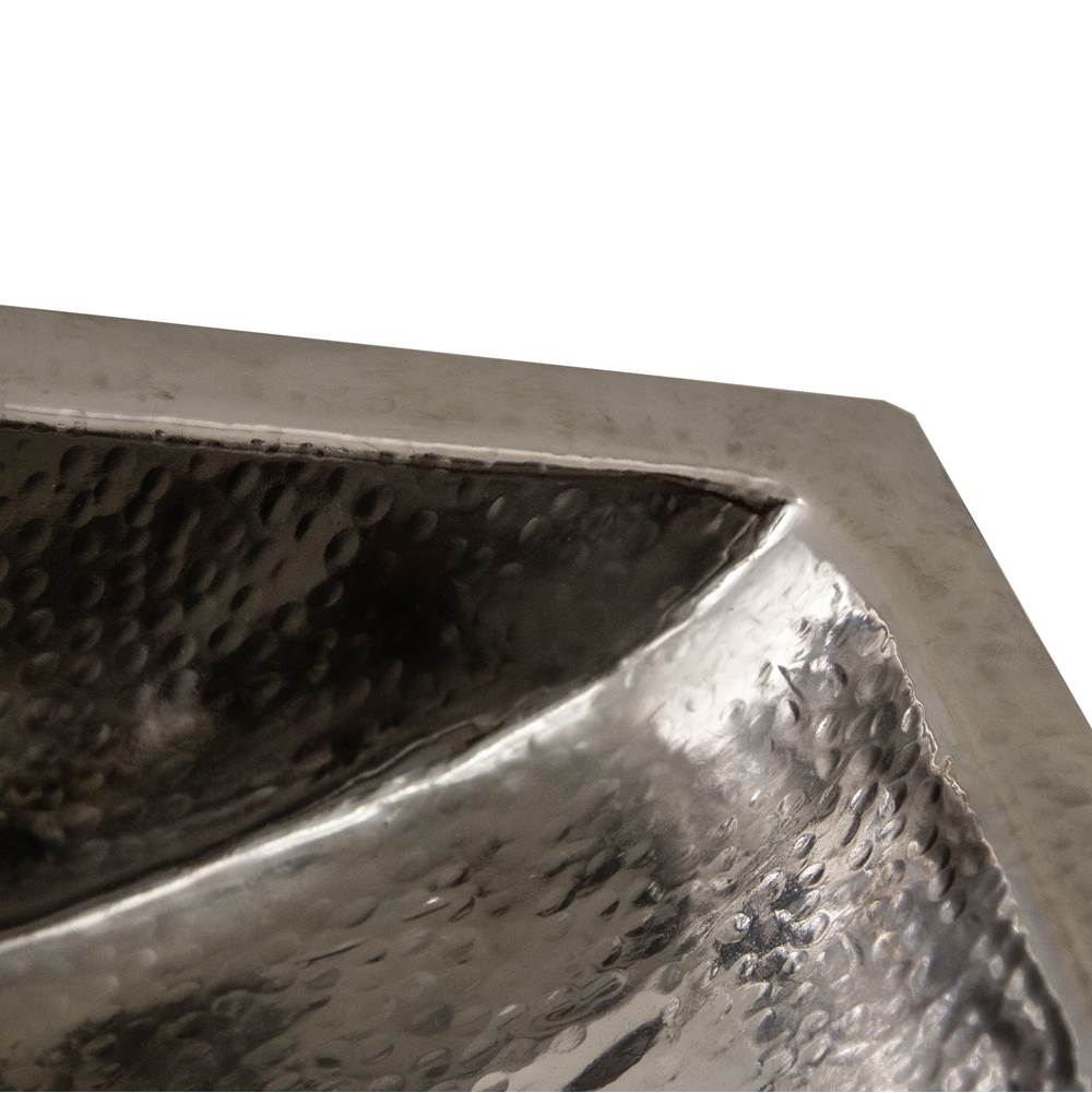 23.75 Inch Hand Hammered Stainless Steel Bathroom Sink