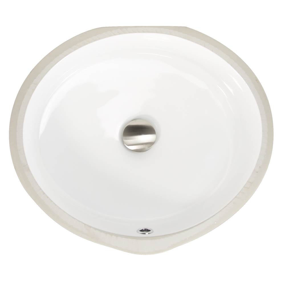 Nantucket Sinks - Flat Bottom Oval Undermount Sink - White - 17'x 14' - Bowl depth 4.5' - Glazed White