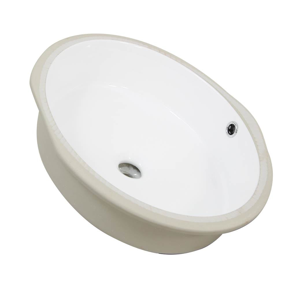 Flat Bottom Oval Undermount Sink - White - 17'x 14' - Bowl depth 4.5'