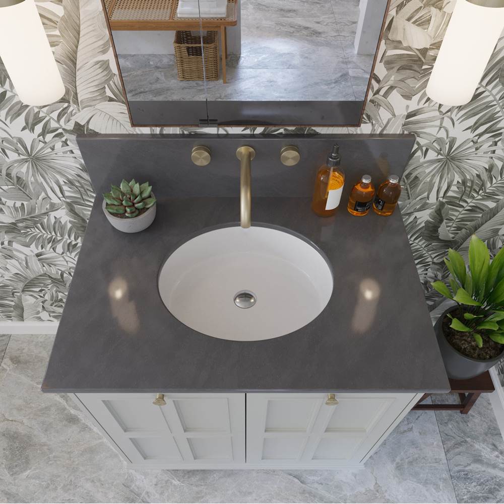 Flat Bottom Oval Undermount Sink - White - 17'x 14' - Bowl depth 4.5'