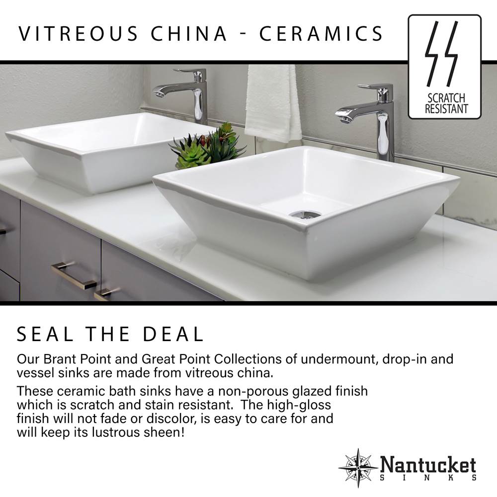 17 Inch x 14 Inch Glazed Bottom Undermount GB-17x17-W Oval Ceramic Sink In White