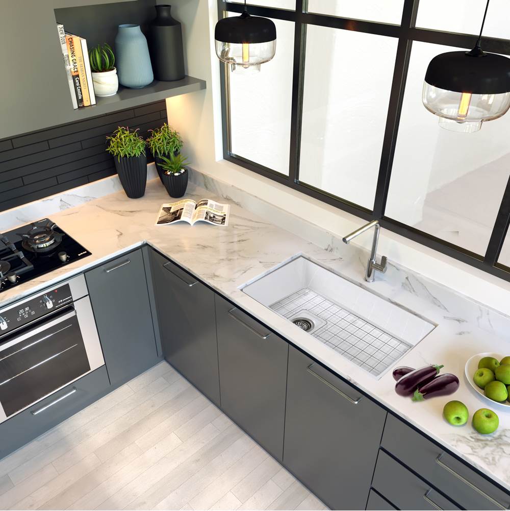 34-Inch Undermount Fireclay Kitchen Sink