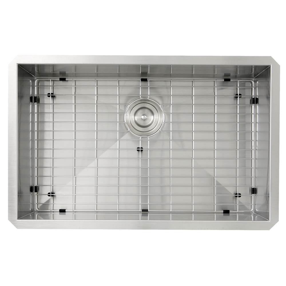 Nantucket Sinks - 28 Inch Pro Series Large Rectangle Single Bowl Undermount Zero Radius Stainless Steel Kitchen Sink, 8 Inch Deep - satin