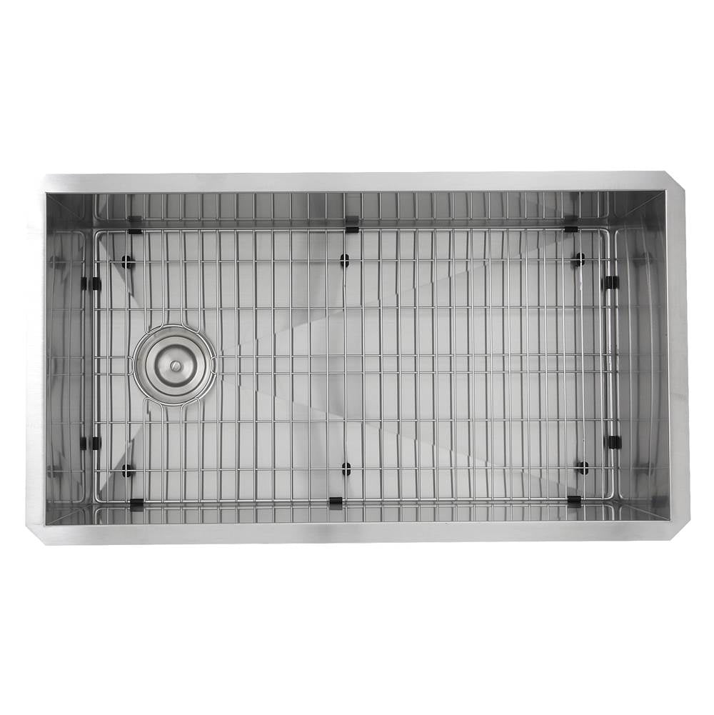 32 Inch Pro Series Large Rectangle Single Bowl Undermount Small Radius Stainless Steel Kitchen Sink, Offset Drain