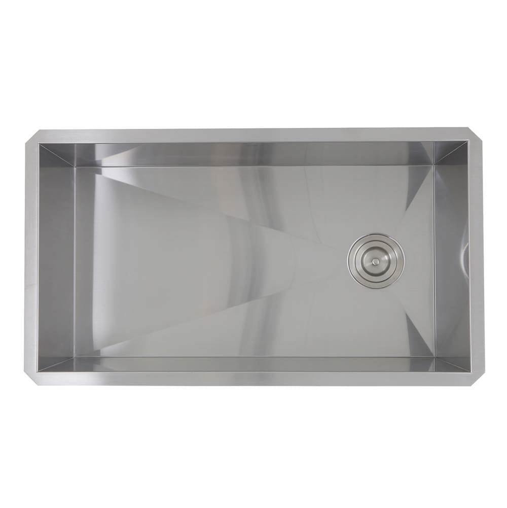 32 Inch Pro Series Large Rectangle Single Bowl Undermount Small Radius Stainless Steel Kitchen Sink, Offset Drain