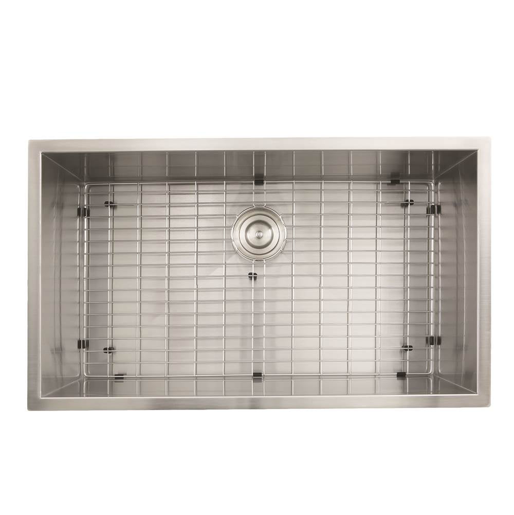 Nantucket Sinks - 32 Inch Pro Series Large Rectangle Single Bowl Undermount Zero Radius Stainless Steel Kitchen Sink - satin