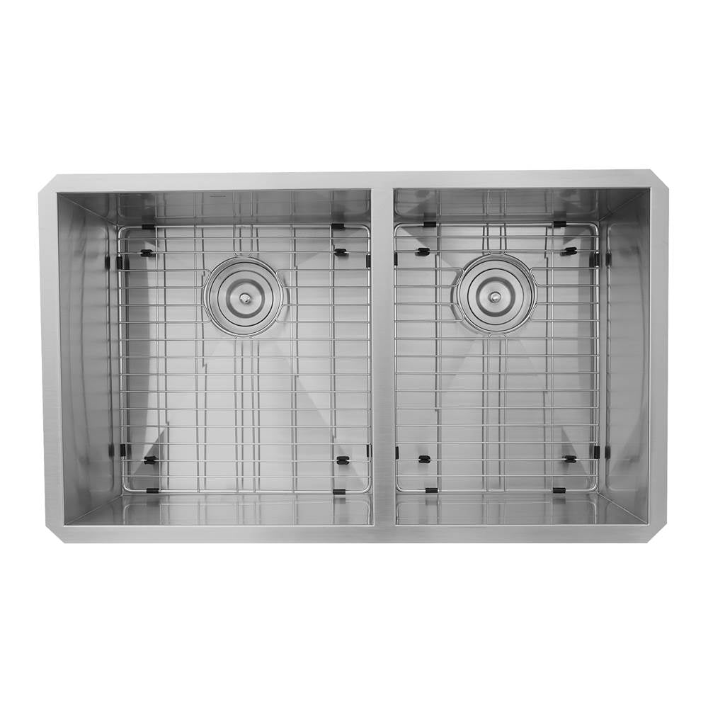 Nantucket Sinks - Pro Series Undermount Contemporary Large Double Bowl Offset Design With The Utility Of A 55/45 Sink - Brushed Satin