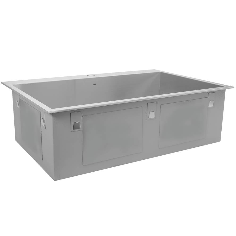 33 Inch Large Rectangle Single Bowl Self Rimming Zero Radius Stainless Steel Drop In Kitchen Sink, 16 Gauge -1 Hole