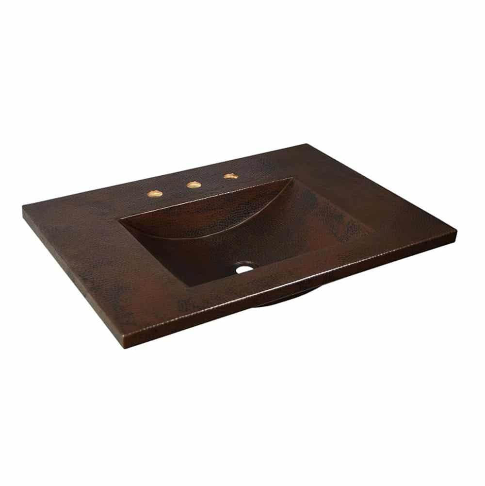 30'' Cozumel Vanity Top with Integral Bathroom Sink in Antique Copper