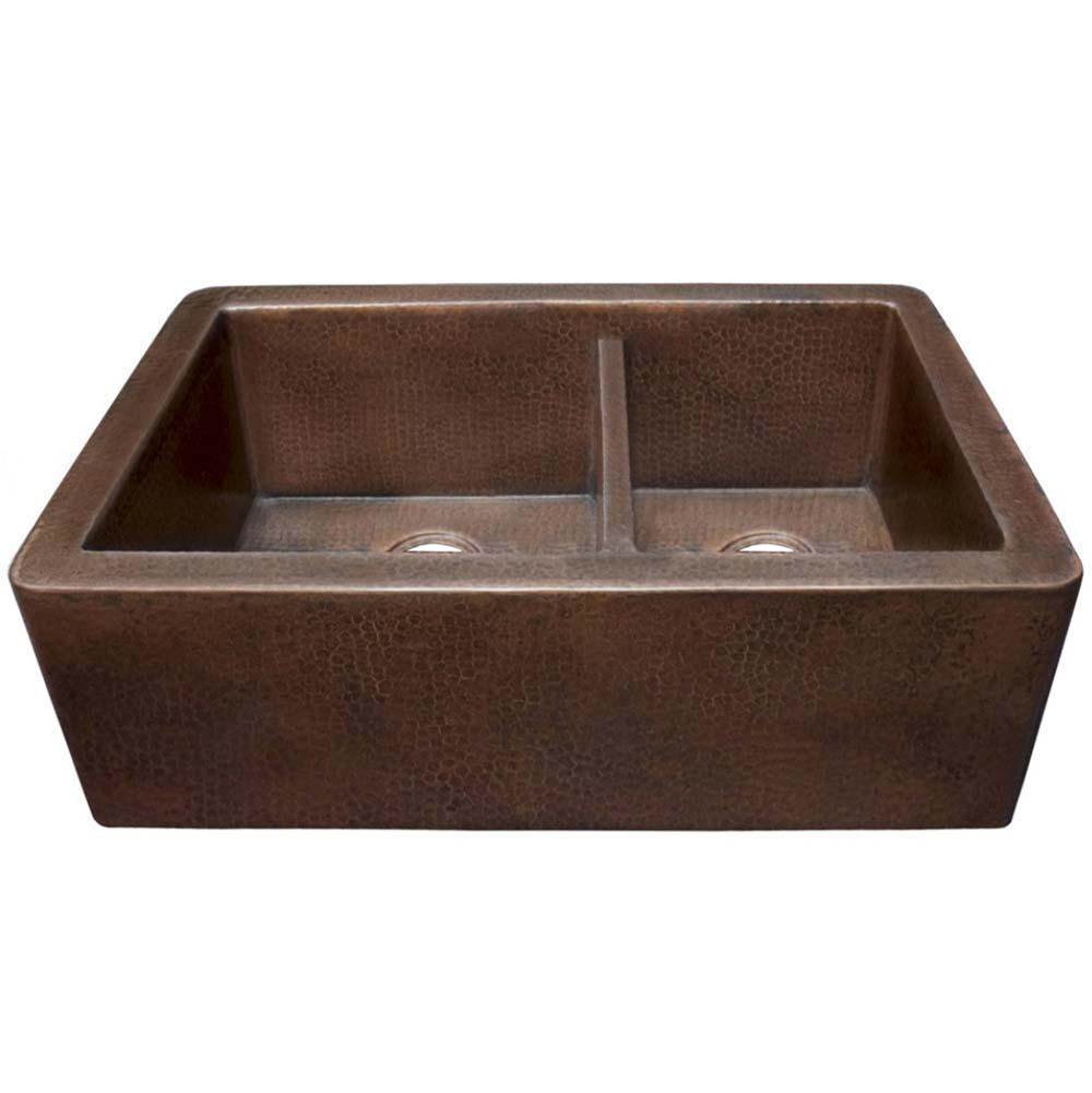 Farmhouse Duet Kitchen SInk in Antique Copper