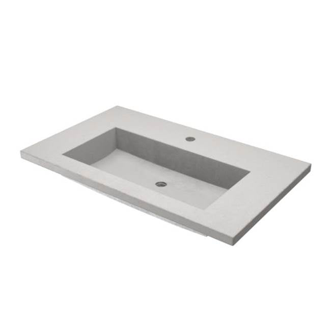 Native Trails - 36'' Capistrano Vanity Top with Integral Trough in Ash - 8'' Widespread Faucet Cutout - Ash