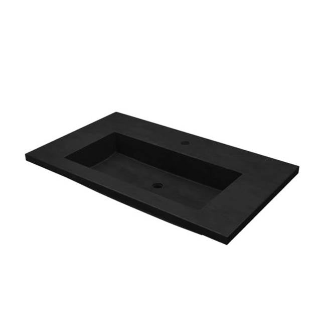 Native Trails - 36'' Capistrano Vanity Top with Integral Trough in Charcoal - 8'' Widespread Faucet Cutout - Charcoal