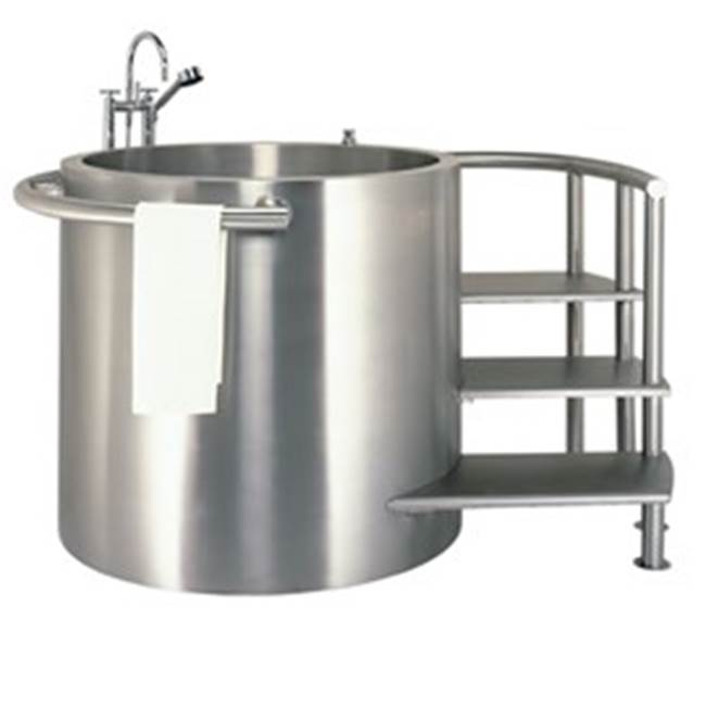 Neo-Metro by Acorn - meter 150 gallon stainless steel double wall soaking tub with integrated seat, removable staircase and entry platform